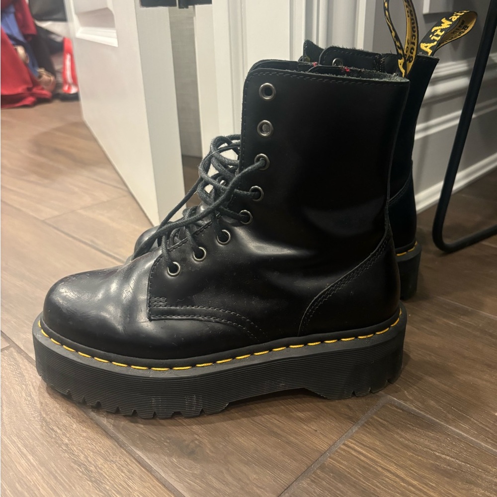 Dr. Martens Black Combat Boots with Lace-Up Design